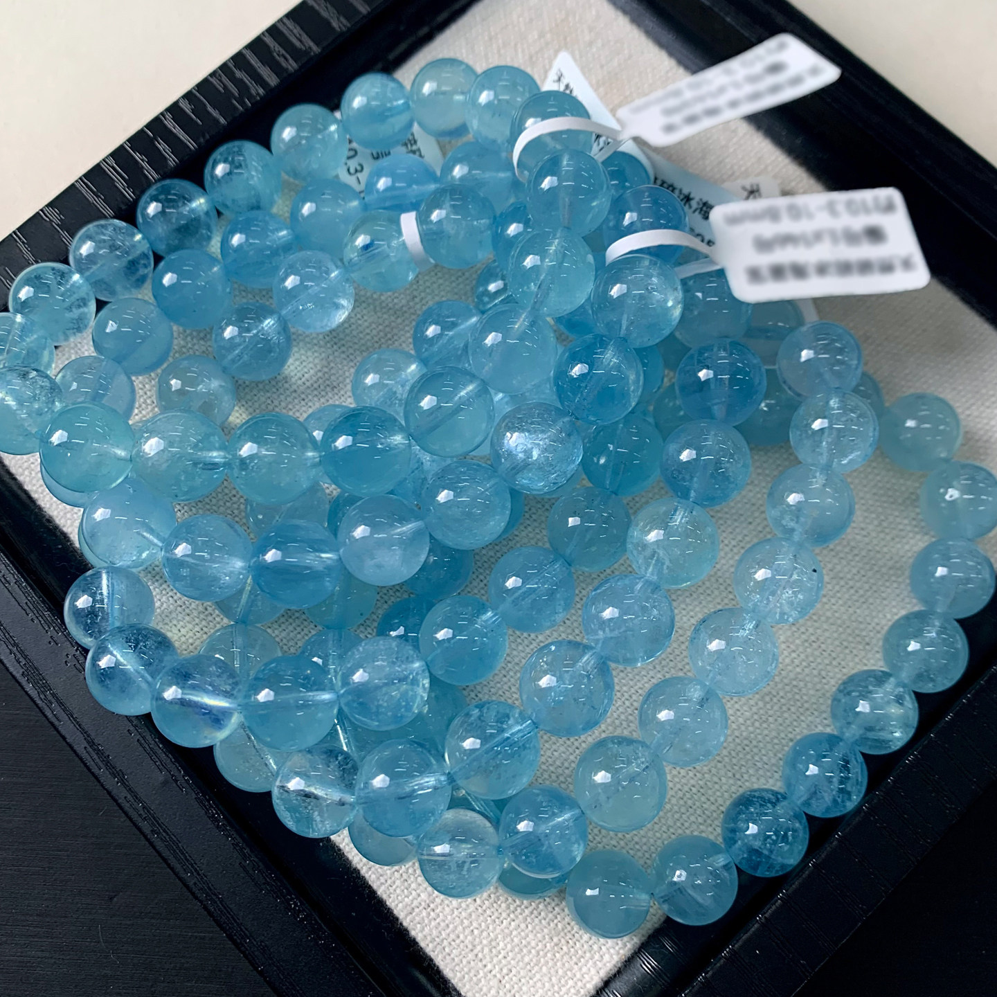 天然冰透碎碎冰海蓝宝手链送礼物