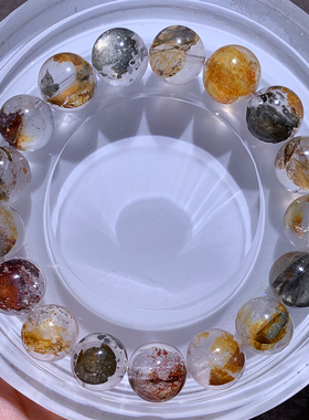 天然冰透彩铜矿共生手链女生饰品