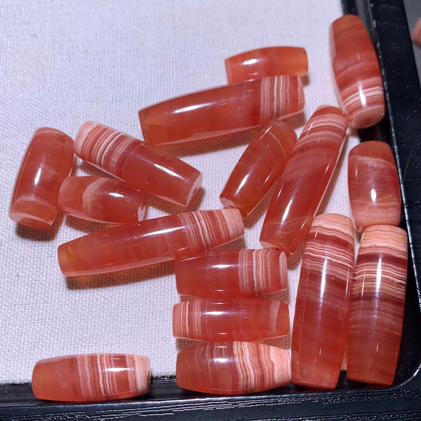 天然冰种五花肉红纹石桶珠配件阿根廷转运珠配饰手串饰品礼物情侣