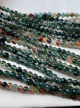 天然顺发绿发晶三圈手链巴西浓密发丝水晶手串闺蜜饰品礼物男女生