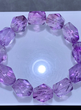 天然冰透紫水晶刻面手链随形配饰