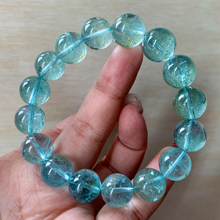 天然蓝绿体托帕石水晶手链单圈伦敦尼泊尔水晶手串饰品女一物一图