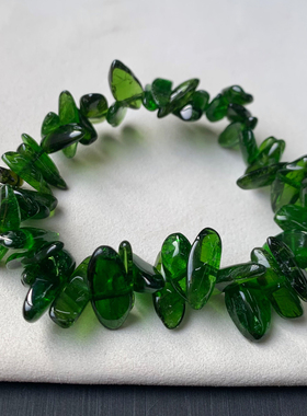 天然冰透透辉石随形手链墨绿水晶