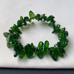 女 天然冰透透辉石随形手链墨绿水晶祖母绿手串清新饰品礼物情侣款