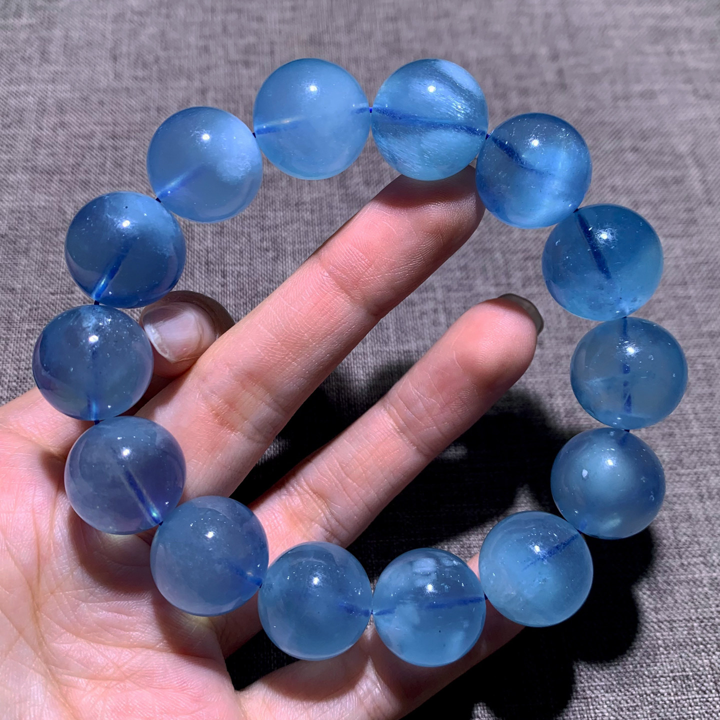 巴西天然冰透星光海蓝宝手链绿柱石水晶魔鬼蓝手串饰品送礼物情侣