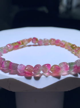 天然小颗粒西瓜碧玺随形手链情侣