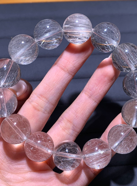 天然拉丝白兔毛水晶单圈手链饰品