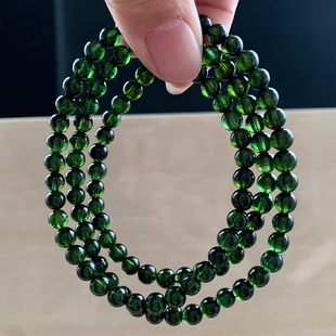 天然巴西绿碧玺三圈手链老矿祖母绿彩宝石时尚石饰品生日礼物情侣