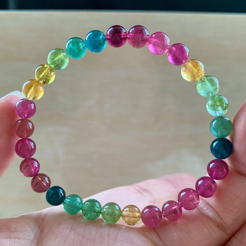 天然彩虹碧玺手串单糖果西瓜碧玺