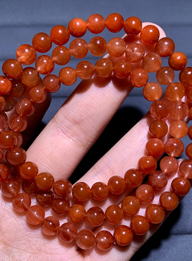 天然顺发橘兔毛三圈手串柔顺水晶