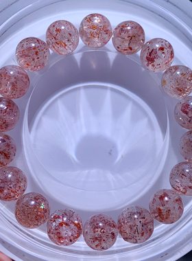 天然冰透草莓长石手串礼物情侣款