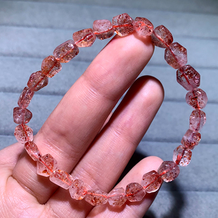 男女生 天然金草莓超七随形手链单圈彼岸花发晶水晶手串饰品情侣款