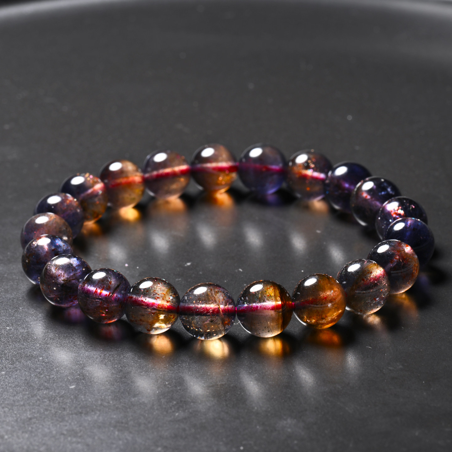 天然透体血滴堇青石手链金星石送礼物水晶手串时尚饰品情侣男女生