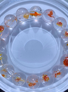 天然锦鲤胶花单圈手链原色红