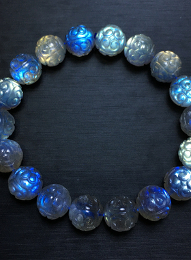 天然彩光拉长石回纹珠手串水晶女