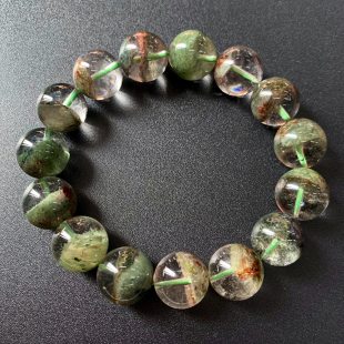 天然半盆莫奈幽灵单圈手链聚宝盆巴西千层山水晶手串饰品送礼物女