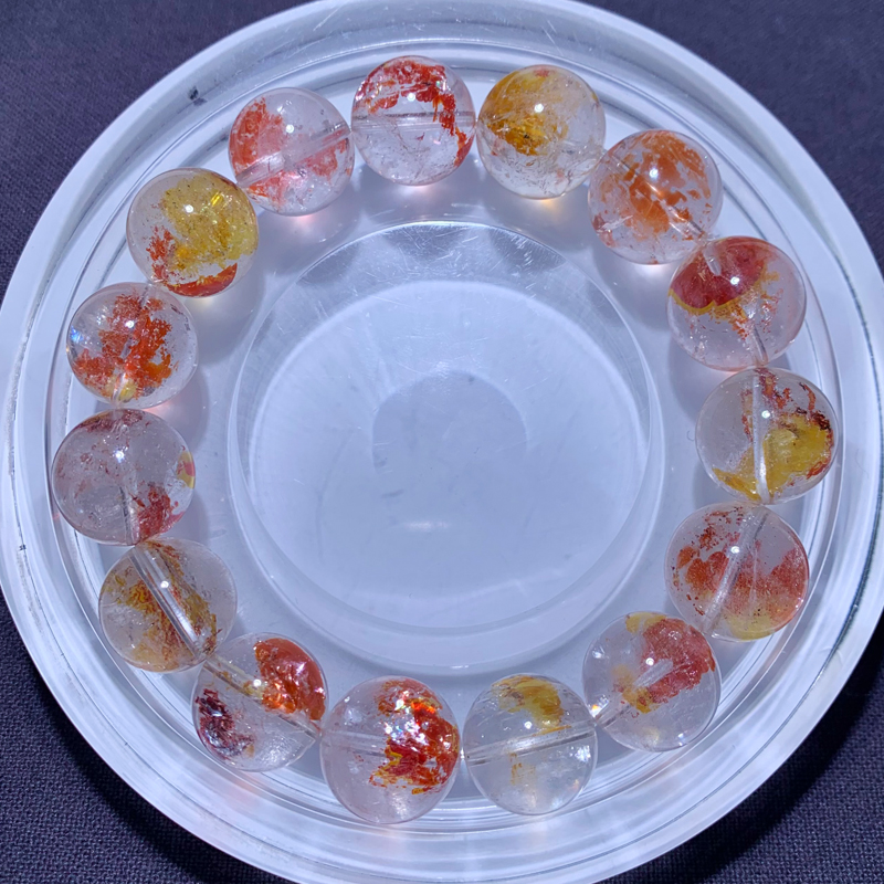 天然锦鲤胶花单圈手链原色红幽灵