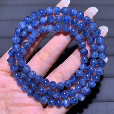 天然共生矿物蓝晶石三圈手链闪片