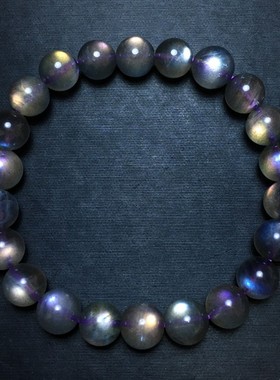 天然紫彩光拉长石灰月光单圈礼物