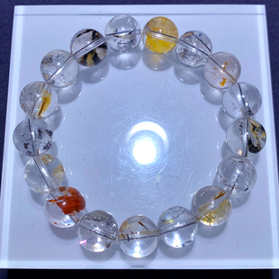 天然胶花闪灵共生彩铜矿单圈手链黄铁矿石红黄胶花送饰品送礼物女