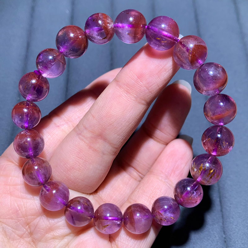 天然紫钛极光23水晶手链