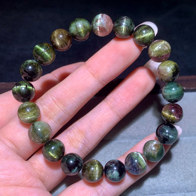 天然巴西猫眼碧玺手链情侣礼物女