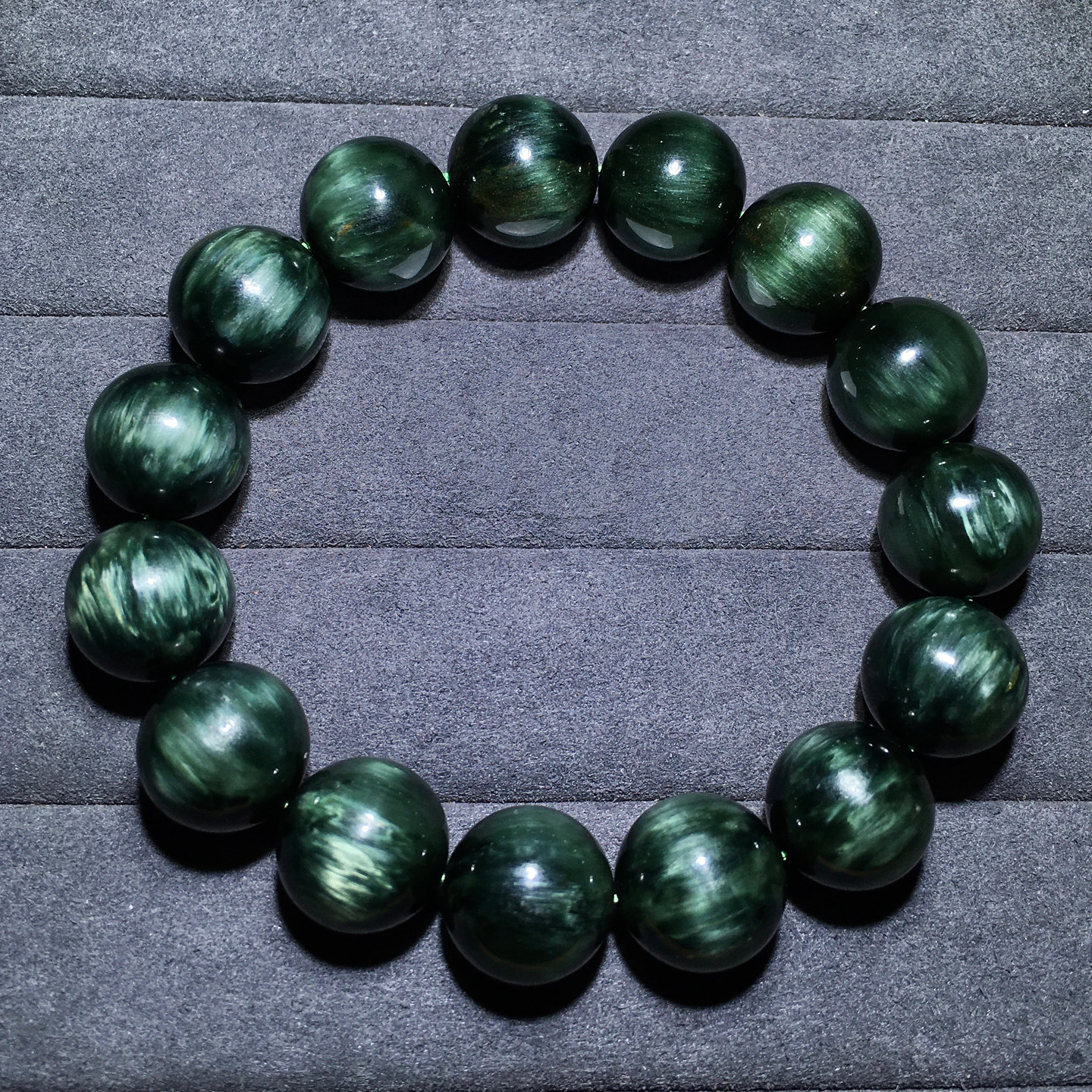 天然巴西猫眼绿发晶单圈水晶手链墨绿发丝钛晶水晶手串情侣款饰品