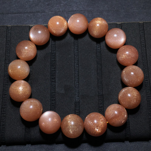 天然日光石手串深橙色金砂太阳石