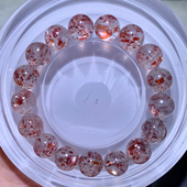 天然草莓长石云母片手串红花瓣老矿共生赤铁矿金单圈送礼手链情侣