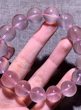 天然冰透星光粉晶单圈手链水晶女