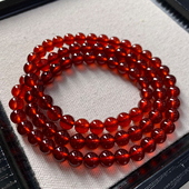 天然巴西橙红石榴石三圈手链水晶女人石手串送礼物甜美饰品情侣男