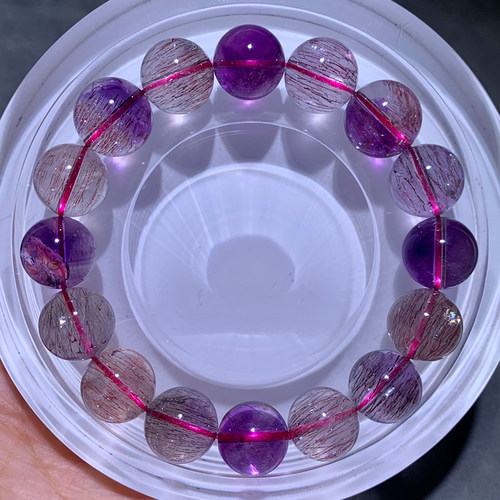 天然三轮骨干超七单圈手链水晶女