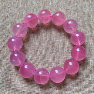天然冰透粉水晶手链马达加斯加一物一图粉芙蓉石饰品手串礼物男女