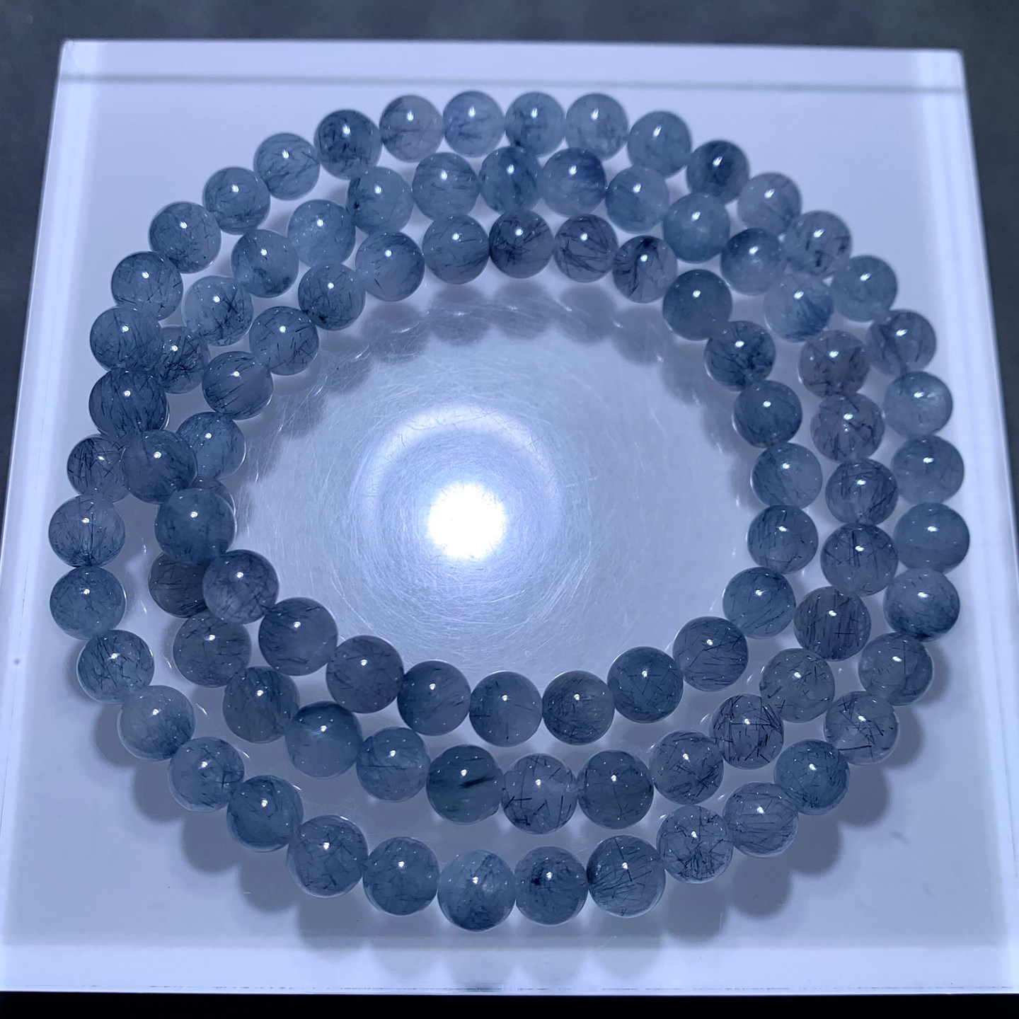 天然蓝兔毛钢丝三圈手链绒发晶水晶幽灵手串配饰礼物淡雅饰品情侣