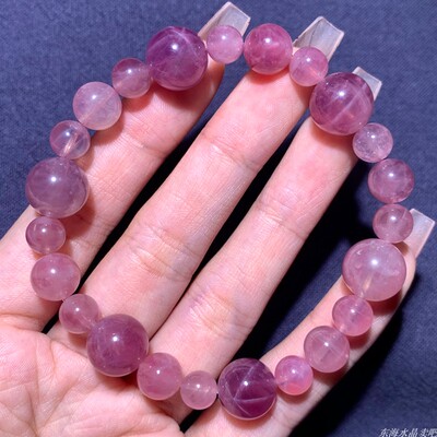 天然星光马粉泡泡珠老矿粉晶水晶