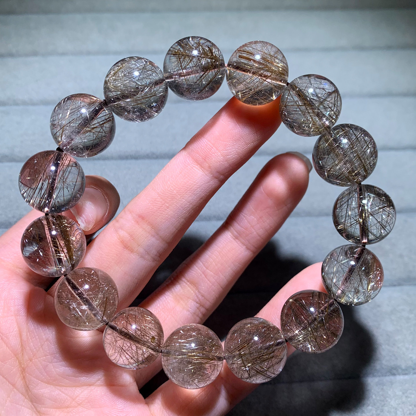 天然冰透顺发银发晶单圈手串水晶