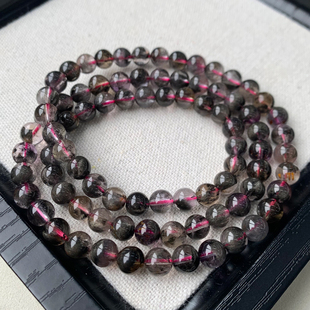 天然黑羽毛极光三圈手链Aurlite23水晶发晶手串甜美饰品礼物情侣