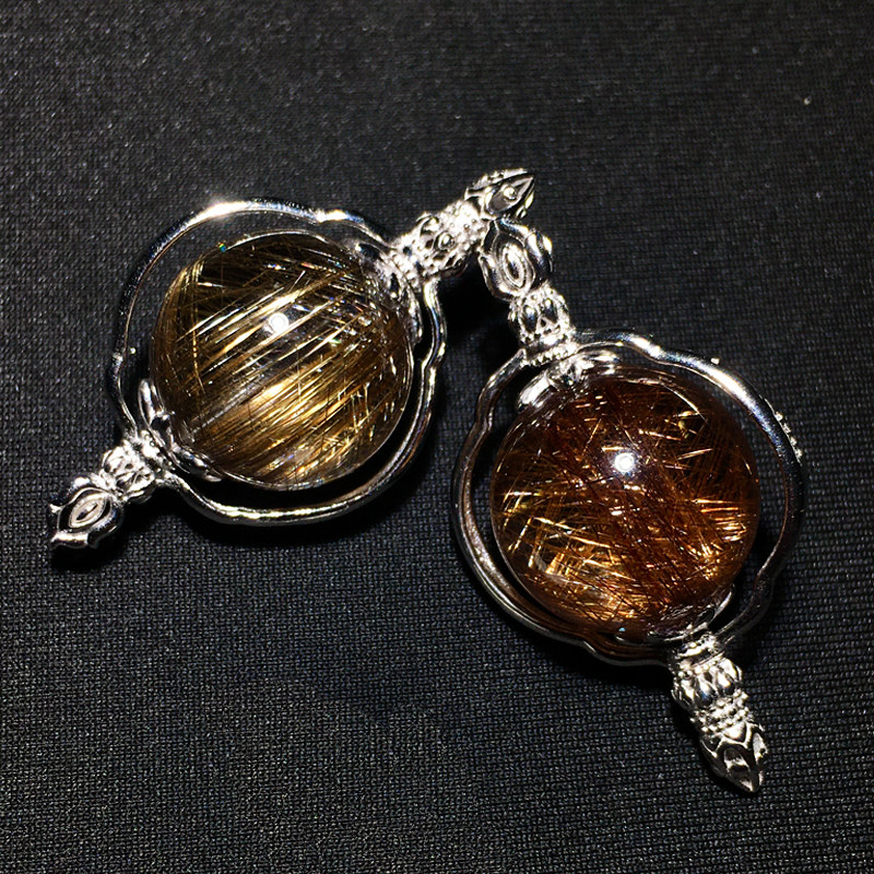 天然金刚杵顺发发晶吊坠魔鬼发发丝配件百搭水晶饰品送礼物情侣款