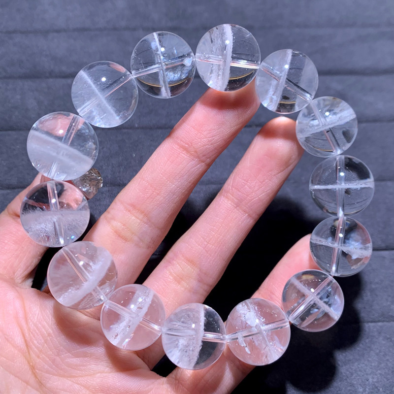 天然彩虹白幽灵单圈水晶手链饰品