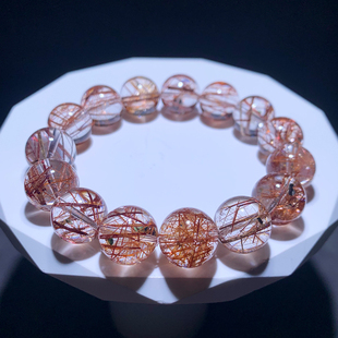 天然巴西顺发幽灵红铜发晶单圈手链一物一图红铜晶水晶手串礼物女