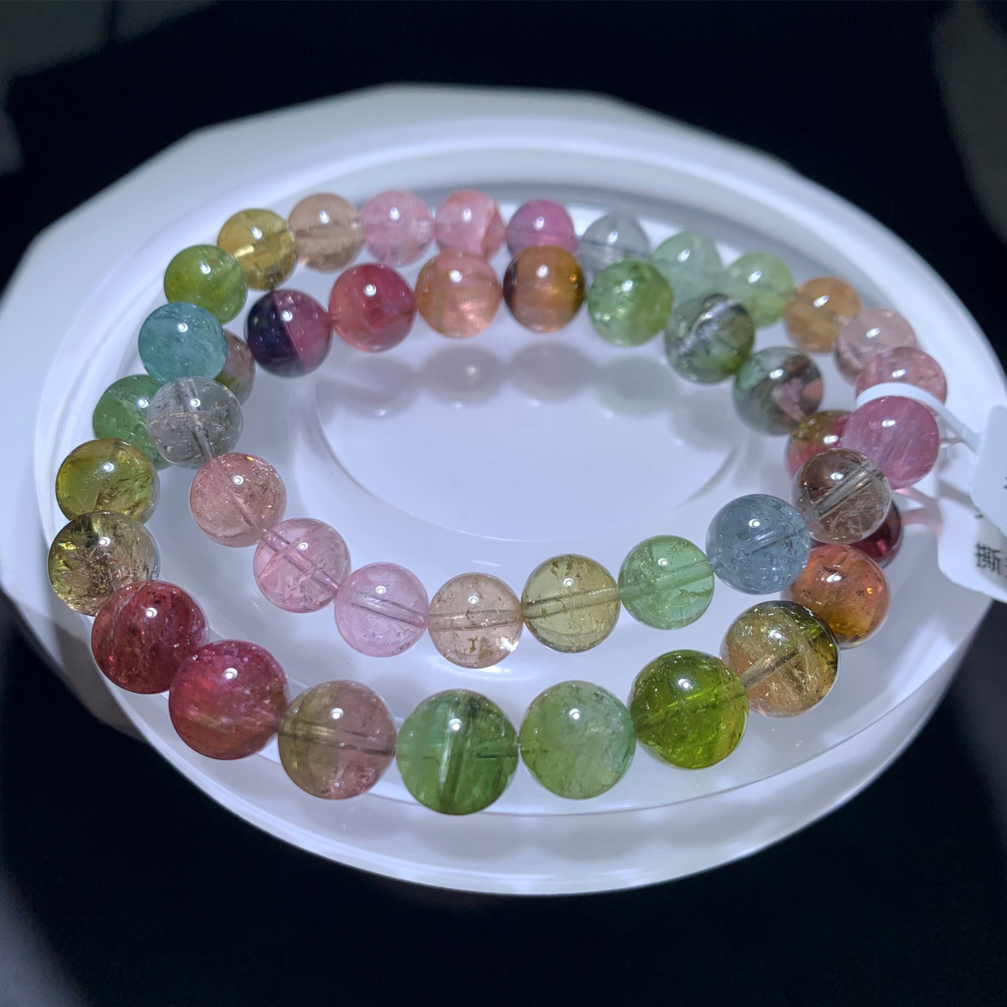 天然西瓜碧玺马卡龙色彩虹手链糖果色手串水晶饰品情侣一物一图女