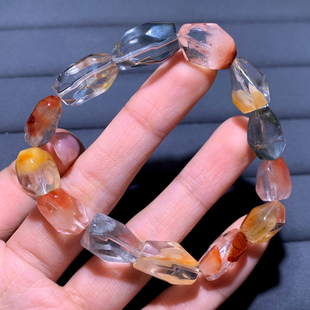 天然彩兔毛随形水晶手链单圈细密柔顺银灰手饰品送礼物情侣女生