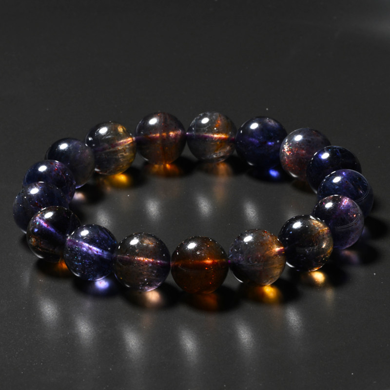 天然星空透体血滴堇青石手链饰品