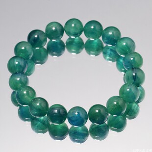 天然透体双色蓝绿色猫眼蓝晶石手链蓝海蓝宝水晶手串饰品礼物男女