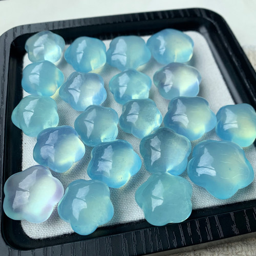 天然冰透海蓝宝胖大星吊坠蓝色女