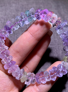 天然冰透锂辉石随形刻面手链水晶