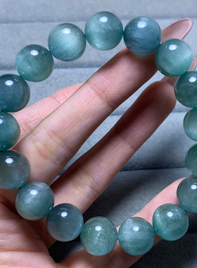 天然猫眼绿锂辉石手链饰品礼物女