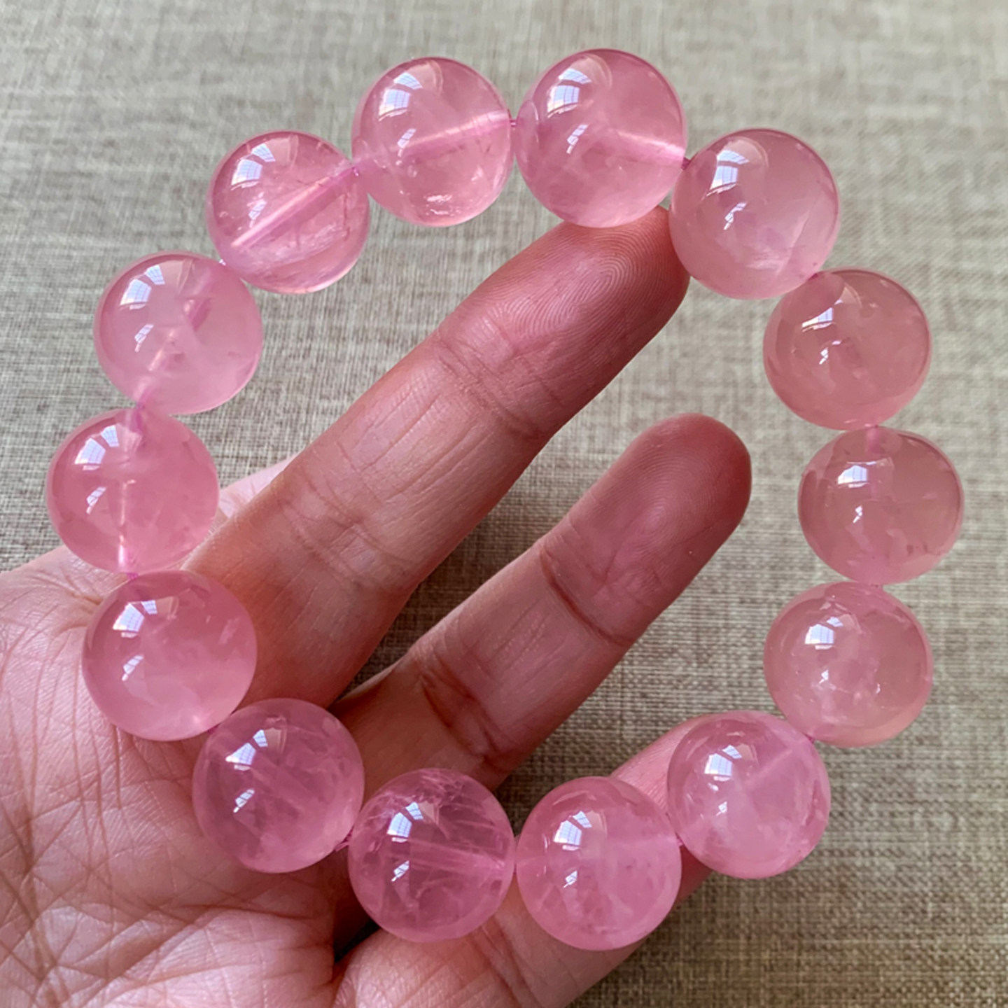 天然果冻体马粉单圈手链共生物包裹西柚水晶手串饰品情侣送礼物女