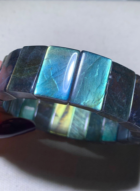 天然拉长石手排冰种彩光强光水晶