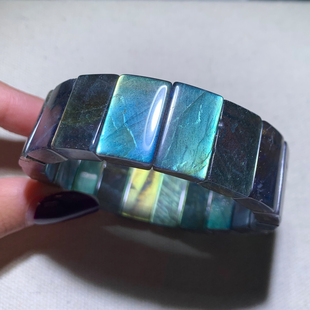 天然拉长石手排冰种彩光强光灰月光石手串水晶情侣款时尚饰品礼物